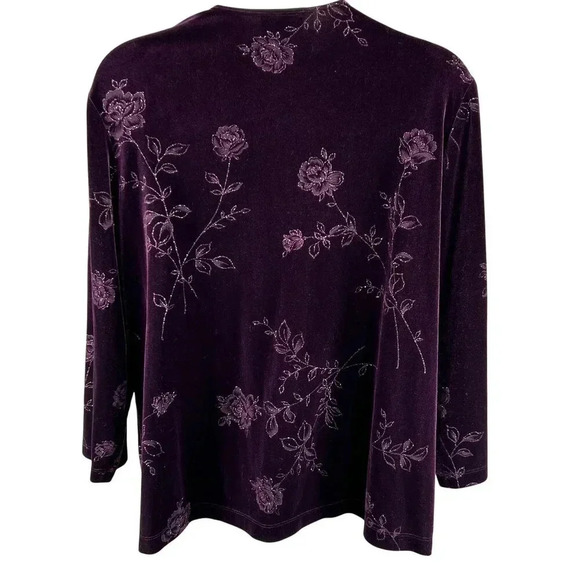 VTG S.L. Fashions Womens 20W Plum Kimono Cardigan Velvet Blazer Open Front Boho - Picture 2 of 15